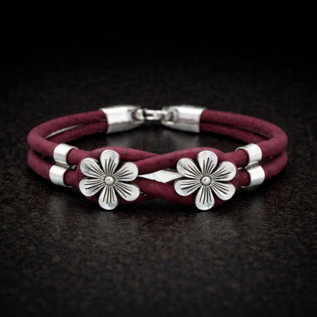 Handmade Natural Cork Flower Bracelet