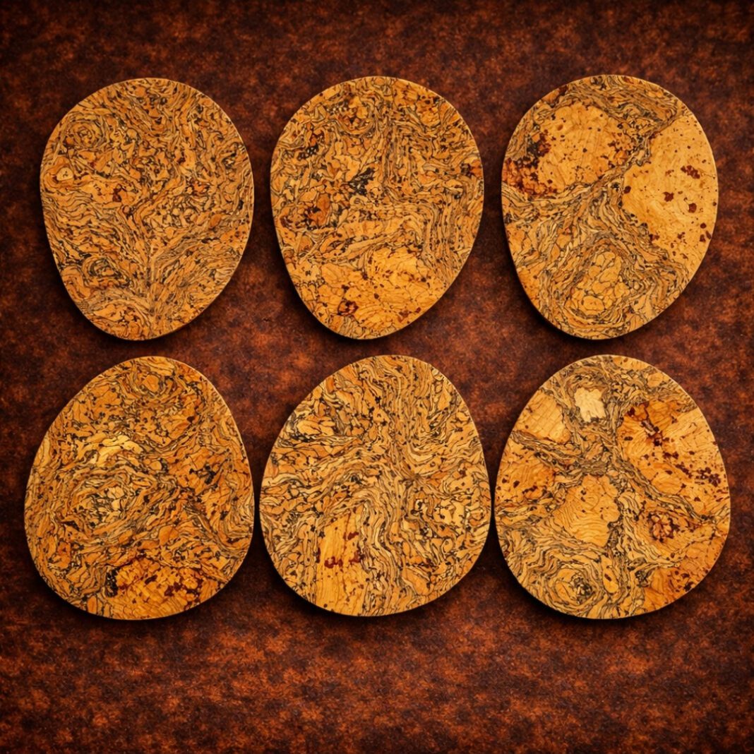 Set of 6 Cork Pebble Shaped Coasters