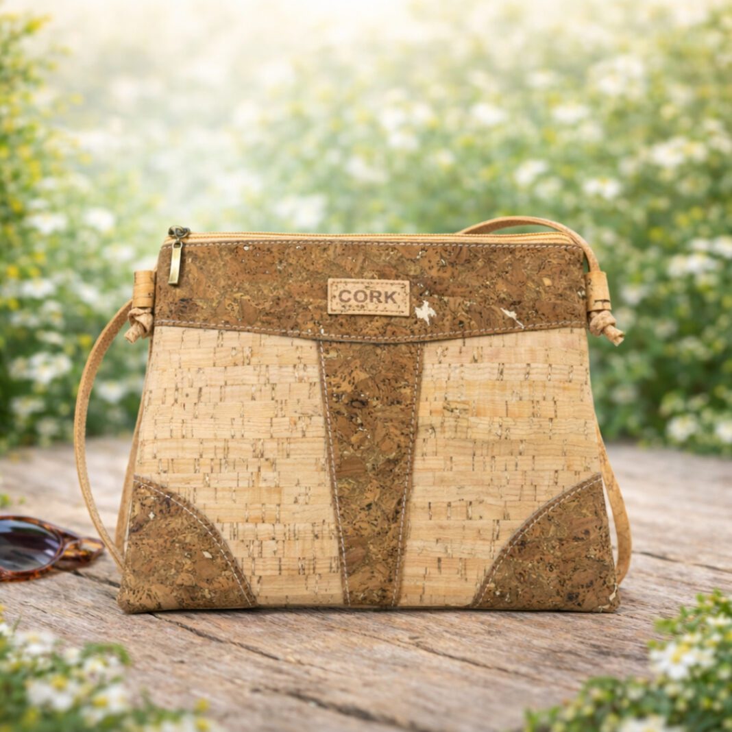 Natural Cork Crossbody Two Tone Handbag