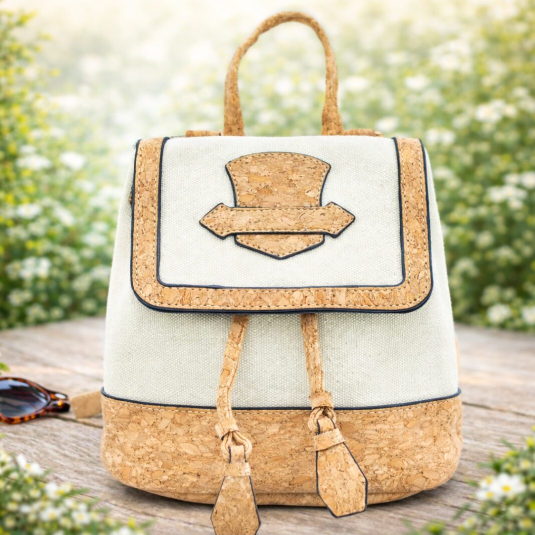 Natural Cork Mini White Backpack