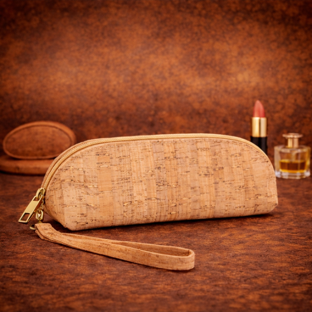 Natural Cork Yellow Highlights Make Up Bag - Image 2