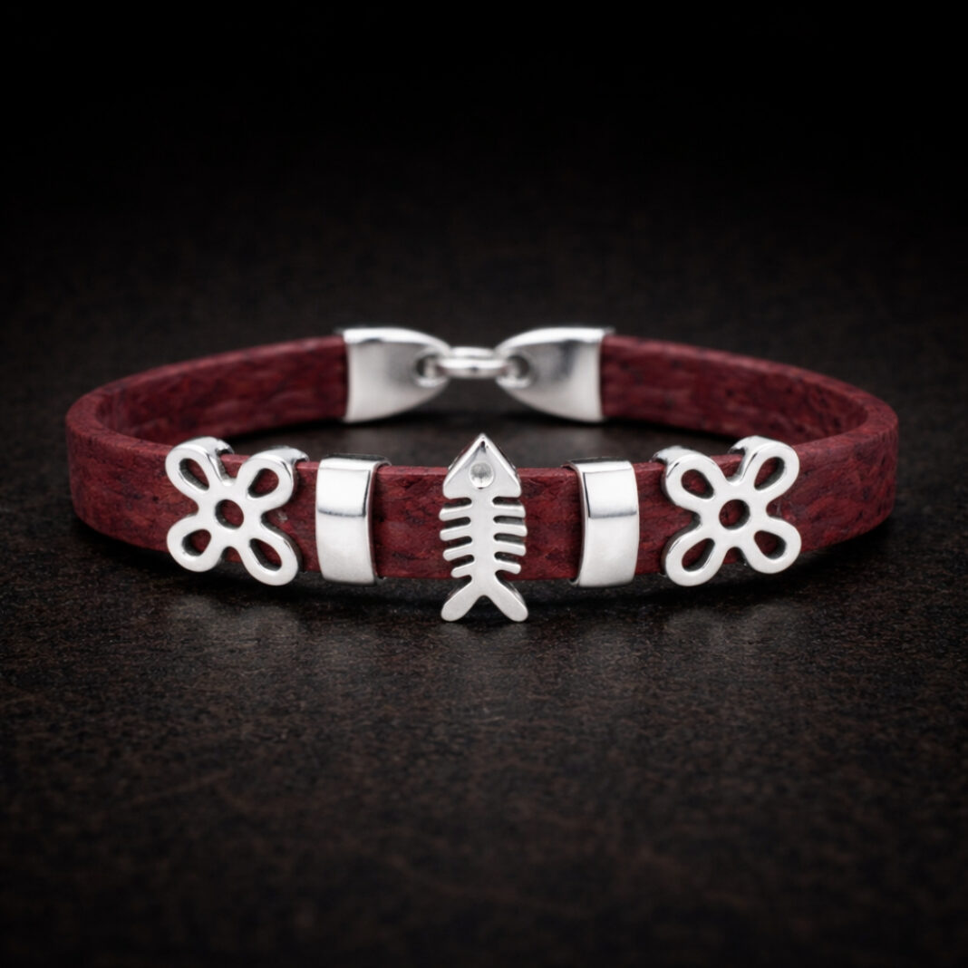 Handmade Natural Cork Fish Bracelet - red