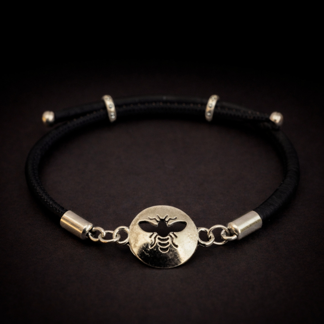 Handmade Natural Cork Bee Bracelet - black