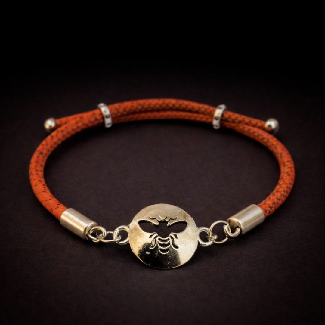 Handmade Natural Cork Bee Bracelet - orange
