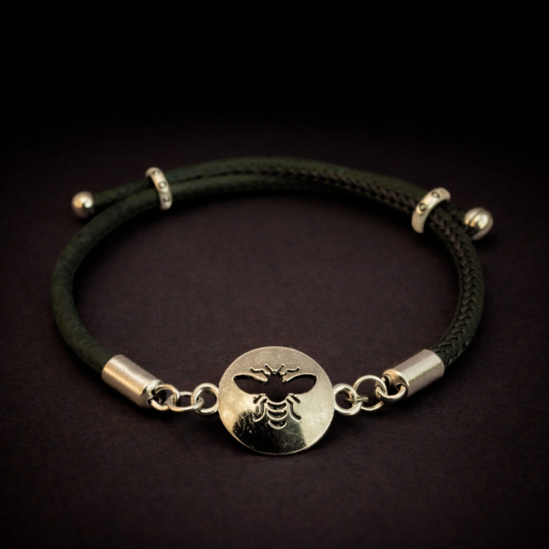 Handmade Natural Cork Bee Bracelet - dark grey