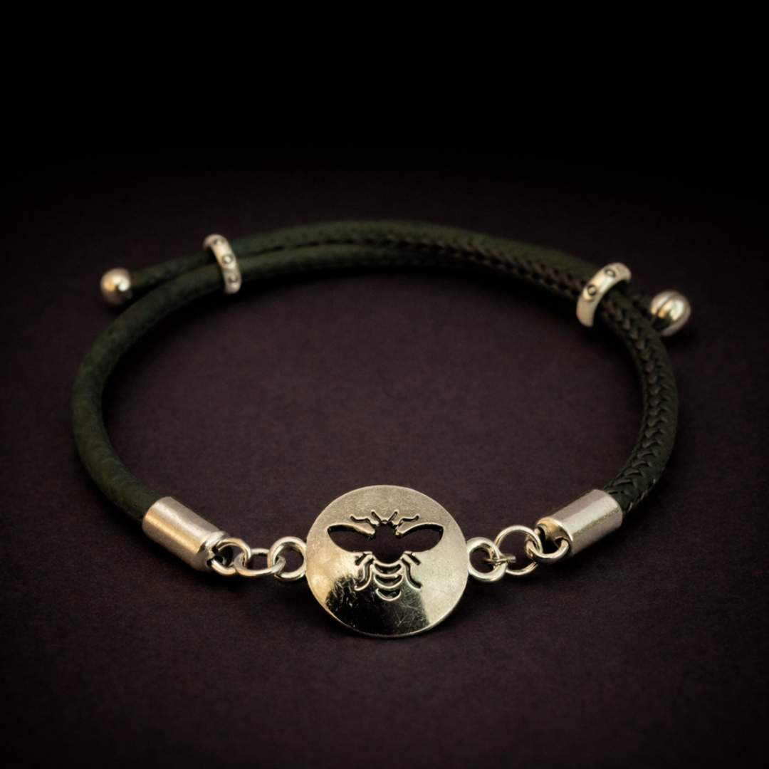 Handmade Natural Cork Bee Bracelet - dark grey