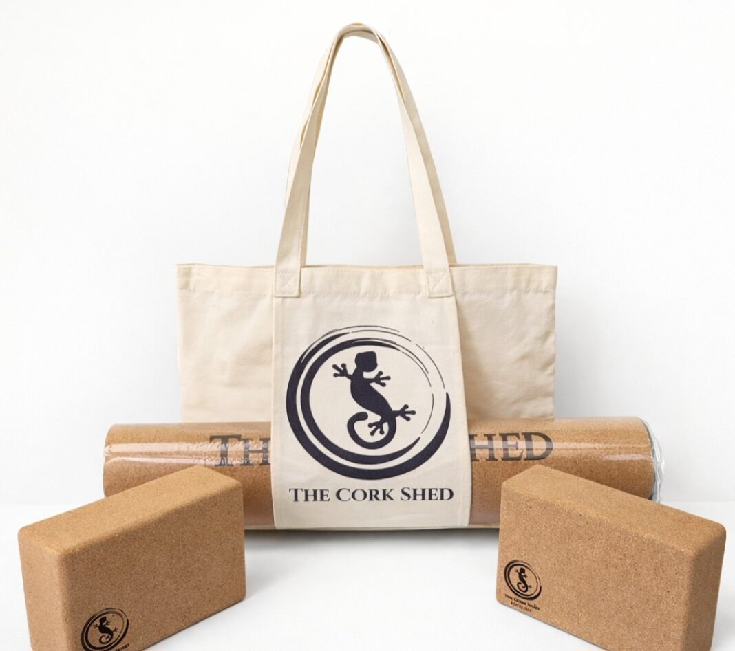 Natural Cork Eco Gym Mat & Carry Bag Set (Blocks not included)